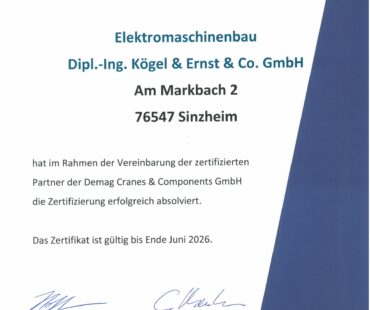 Erneute Rezertifizierung der Demag Cranes Partnerunternehmen