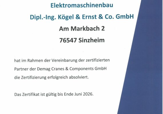 Erneute Rezertifizierung der Demag Cranes Partnerunternehmen